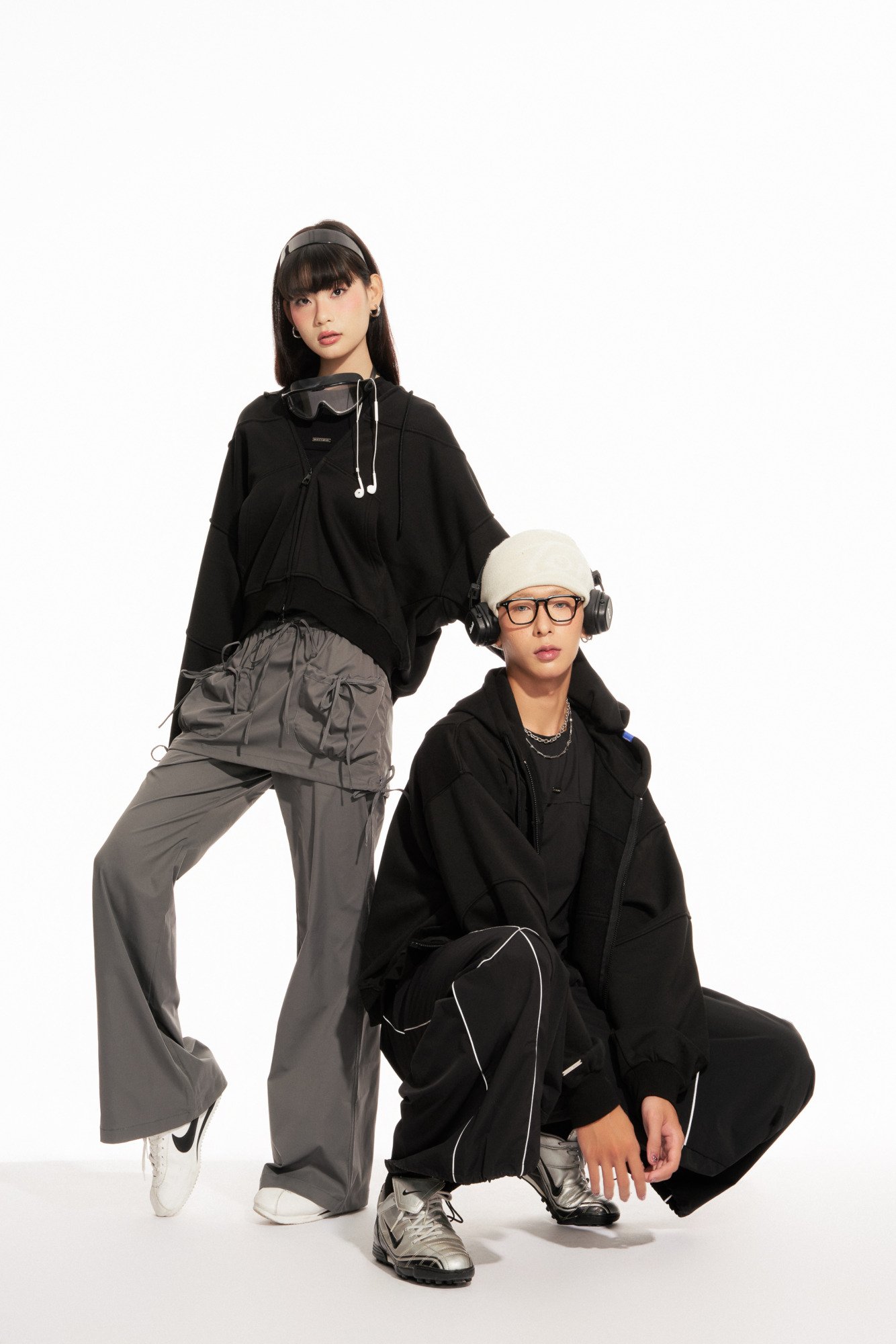 BULKY BOXY ZIP PANELLED HOODIE
